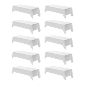 White Tablecloths for Rectangle Tables, 10 Pack, 60 x 102 Inches, Reusable and Machine Washable Table Clothes