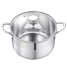 Stainless Steel Stock Pot, 8-Quart Stainless Steel Stockpot with Glass Lid, PFOA-Free, PFAS-Free, Compatible with Gas Stoves, Induction Cooktops