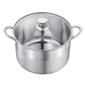 Stainless Steel Stock Pot, 12-Quart Stainless Steel Stockpot with Glass Lid, PFOA-Free, PFAS-Free, Compatible with Gas Stoves, Induction Cooktops