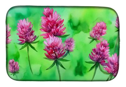 Vermont Red Clover in Watercolor Dish Drying Mat Absorbent Dish Drying Mat Pad for Kitchen Counter Dish Drainer Mat for Countertop, 14 x 21"