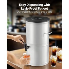 Ice Tea Dispenser, 4 Gal/15L 304 Stainless Steel Beverage Dispenser with Spigot & Handle, Suitable for Hot and Cold Drinks