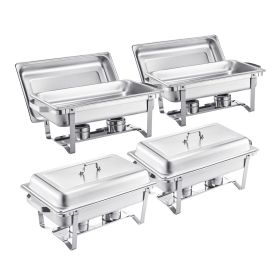 Chafing Dish Buffet Set, 8 Qt 4 Pack, Stainless Steel Chafer with 4 Full Size Pans