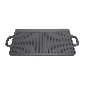 Cast Iron Rectangular Grill Multipurpose Safe Large Space Double Sided Double Ears Cast Iron Griddle For BBQ Gas Grill 44x23x2cm / 17.3x9.1x0.8in (Option: Default)