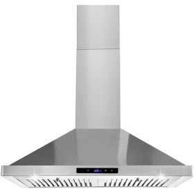30/36 Inch Range Hood 700CFM Wall Mount Stainless Steel Touch Control 3-speed Stove Vent (Option: Silver)