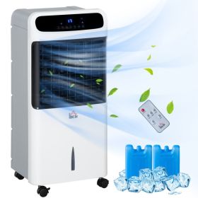 3-In-1 Ice Cooling Fan, Mobile Evaporative Air Cooler with Remote, Timer, Oscillating for Home Office, Bedroom, White (Option: White-430x383x830 mm)