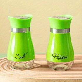 Salt And Pepper Shakers Set - Salt Containers For Gifts, Kitchen Decor, Home, RV, Camp, BBQ, 4 Oz Farmhouse Spice Dispenser With Glass Bottom, Se (Option: Green)