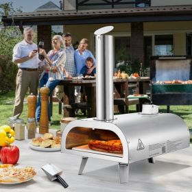 12' Outdoor Pizza Oven Portable Pellet/Gas Pizza Oven  For Camping (Option: Silver)