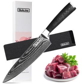 Qulajoy 8 Inch Chef Knife, Ultra Sharp Japanese Damascus VG-10 Blade,Professional Kitchen Knife With Ergonomic G10 Handle And Sheath (Option: Chef Knife)