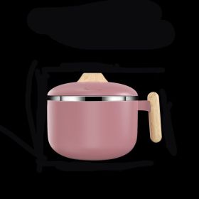 1pc 304 Stainless Steel Instant Noodle Bowl; Large Capacity Instant Noodle Bowl With Lid; Dual-purpose Anti-scalding Portable Tableware (Color: Pink)