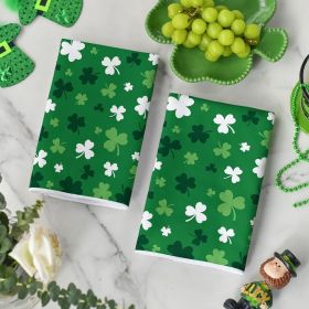 Green Clover Shamrock St. Patrick's Day Kitchen Towels Dish Towels, 18x26 Inch Farmhouse Holiday Spring Decoration Hand Towels Set of 2 (Color: Green)