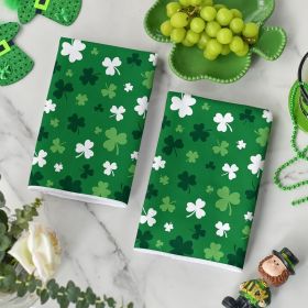 Green Clover Shamrock St. Patrick's Day Kitchen Towels Dish Towels, 18x26 Inch Farmhouse Holiday Spring Decoration Hand Towels Set of 2 (Color: 3pcs,green)