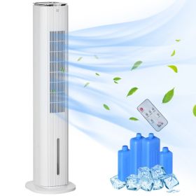42" 3-In-1 Ice Cooling Fan with Humidifier, Evaporative Air Cooler with Water Tank, 3 Modes, 3 Speeds, 12H Timer, White (Option: White-310x295x1110 mm)